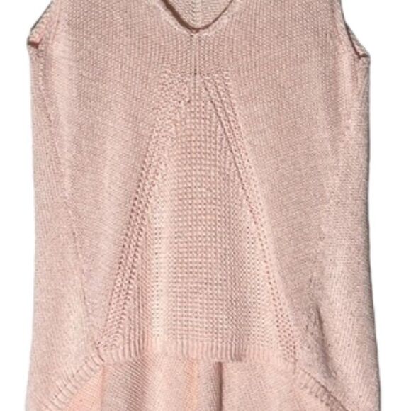 Vivian Shyu Italy Women's Pink Knit V-Neck Tank High-Low Hem NWOT Size Medium - Picture 3 of 11